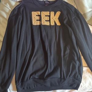 Men's Black Sweatshirt with Orange 'EEK' Applique